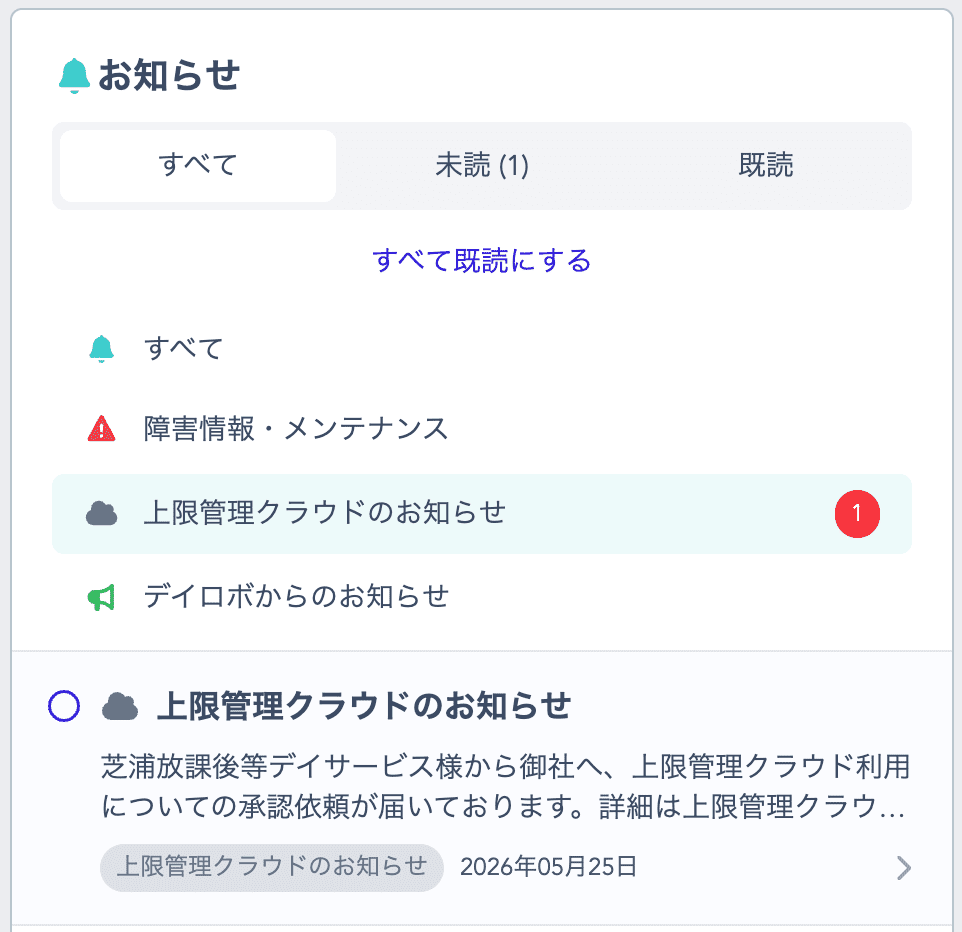 デイロボのダッシュボードのお知らせ