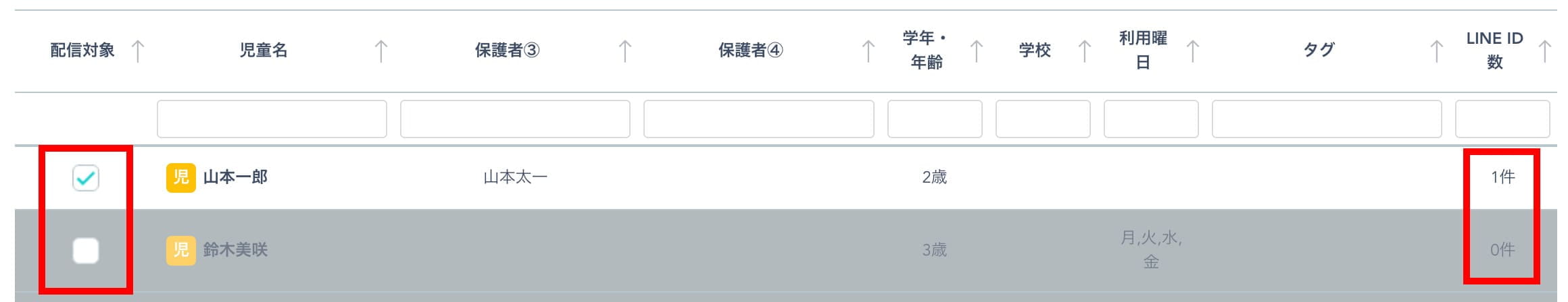 配信対象にチェック