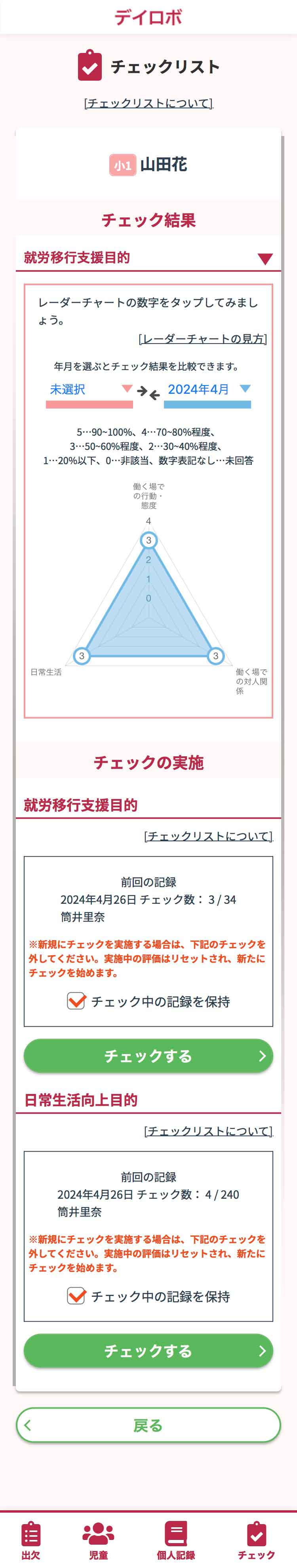 チェックリスト詳細画面