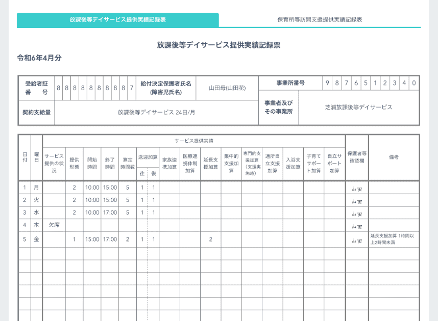 実績記録イメージ